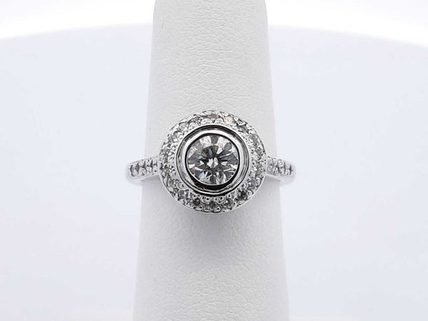 1.27 Cttw Diamond & 14k White Gold Halo Ring 5.4 Grams Size 5.5 Fw0525przdu