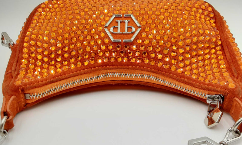 Phillip Plein Crystal Embellished Orange Shoulder Bag Eboxzdu 144030004621