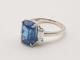 Blue Stone White Stones 0.925 Sterling Silver 4.2g Ring Size 6.25 Do0926rxde