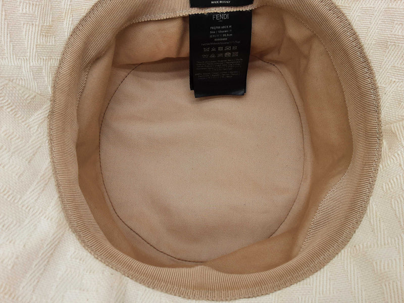 Fendi Ivory White Logo Cotton Bucket Hat Size M Do0725orxde