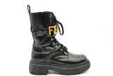 Fendi Fendigraphy Black Leather Biker Boots Size 36.5 Eb0226lxzde