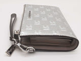 Michael Kors Jet Set Silver Double Zip Wristlet Tech Wallet Do0425lrde