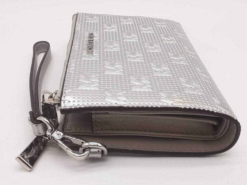 Michael Kors Jet Set Silver Double Zip Wristlet Tech Wallet Do0425lrde