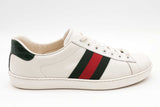 Gucci Aces White Leather Web Sneakers Size 8 Eb0726lrxsa