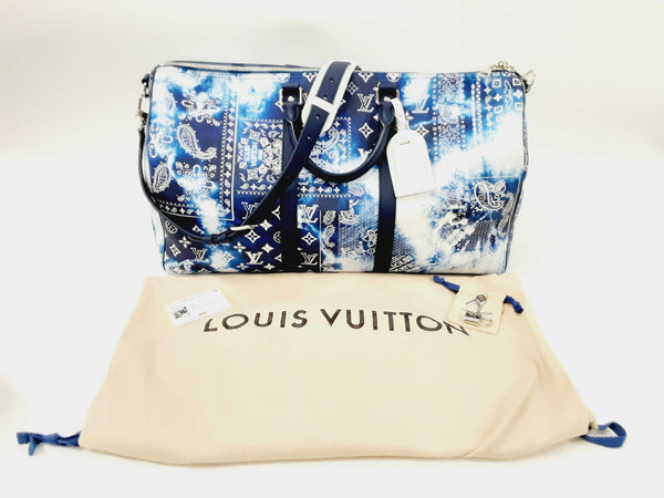 Louis Vuitton Bandana Blue 50 Keepall Bandouliere Bag Dowrzxde 144020005372