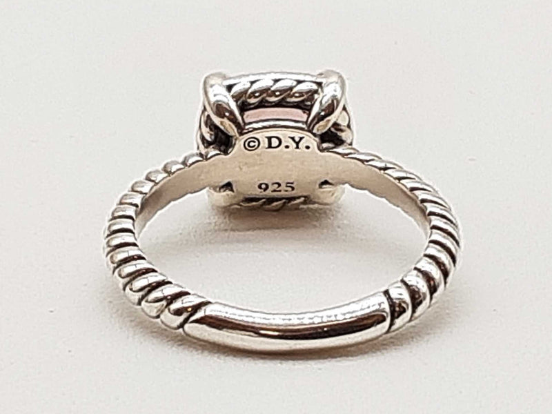 David Yurman Petite Albion Synthetic Morganite 0.925 Silver 3.4g Ring Size 7 Do0525lxzde