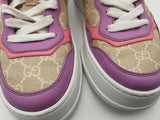Gucci Monogram Canvas Pink & Purple Leather Platform Sneakers 38.5 Eb0126lrxsa