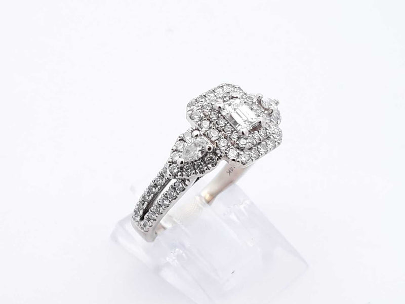 1.38 Cttw Diamond & 14k White Gold Ring 4.8 Grams Size 5.75 Fw1224ixzsa