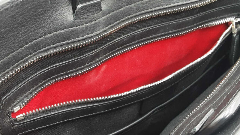 Salvatore Ferragamo Gancini Embossed Black Leather Laptop Briefcase Fw0825rxzdu
