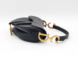 Christian Dior Small Saddle Bag In Black Grained Leather Fw1026erzdu