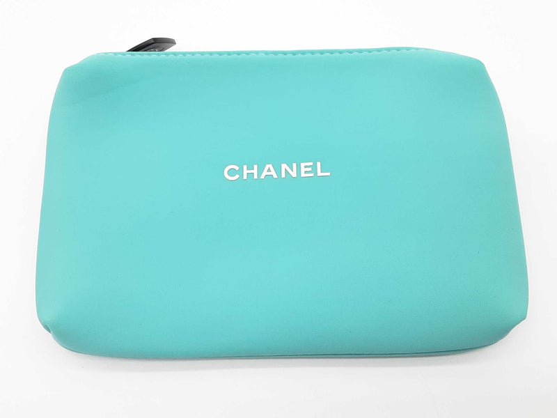 Chanel Vip Tiffany Teal Blue Neoprene Cosmetic Bag Do0225oxde