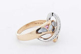 Diamond & Mother Of Pearl Inlay 14k Yellow & White Gold Ring 5.6 Grams Size 7.5 Eb0126oxzsa