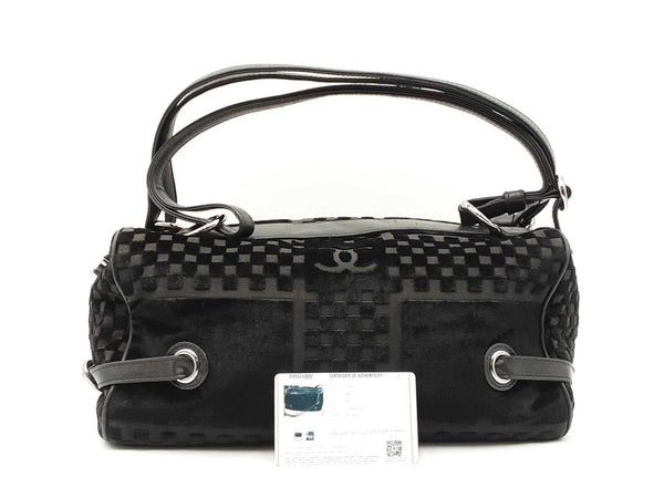 Chanel Check-embossed Black Velvet Shoulder Bag Fw0925rrxdu