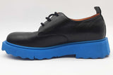 Off-white Black Leather Sponge Derby Shoes With Blue Soles Size 46 Eb0925lxzde