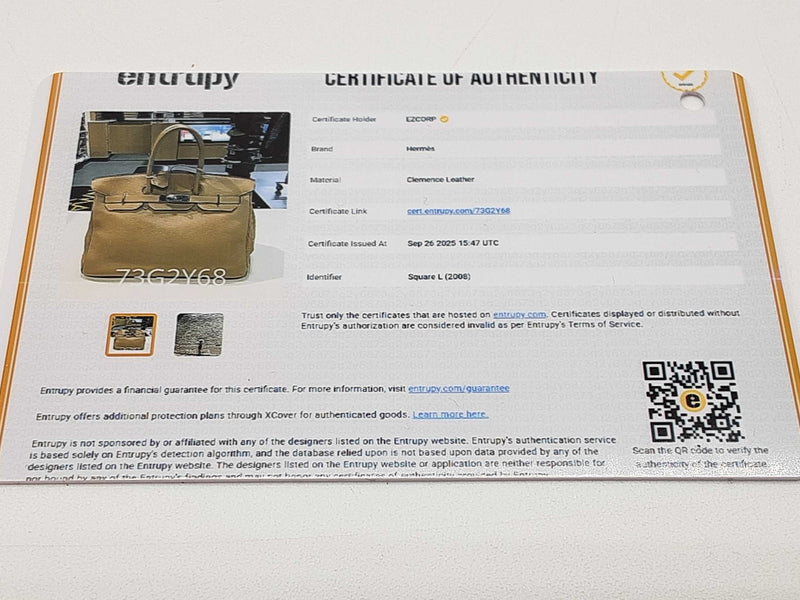 Hermes Birkin 35 Tabac Camel Beige Clemence Palladium Handbag Do0925lxzxzde