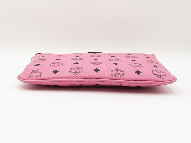 Mcm Stark Wristlet Pouch In Pink Visetos Coated Canvas Fw0525lrzdu