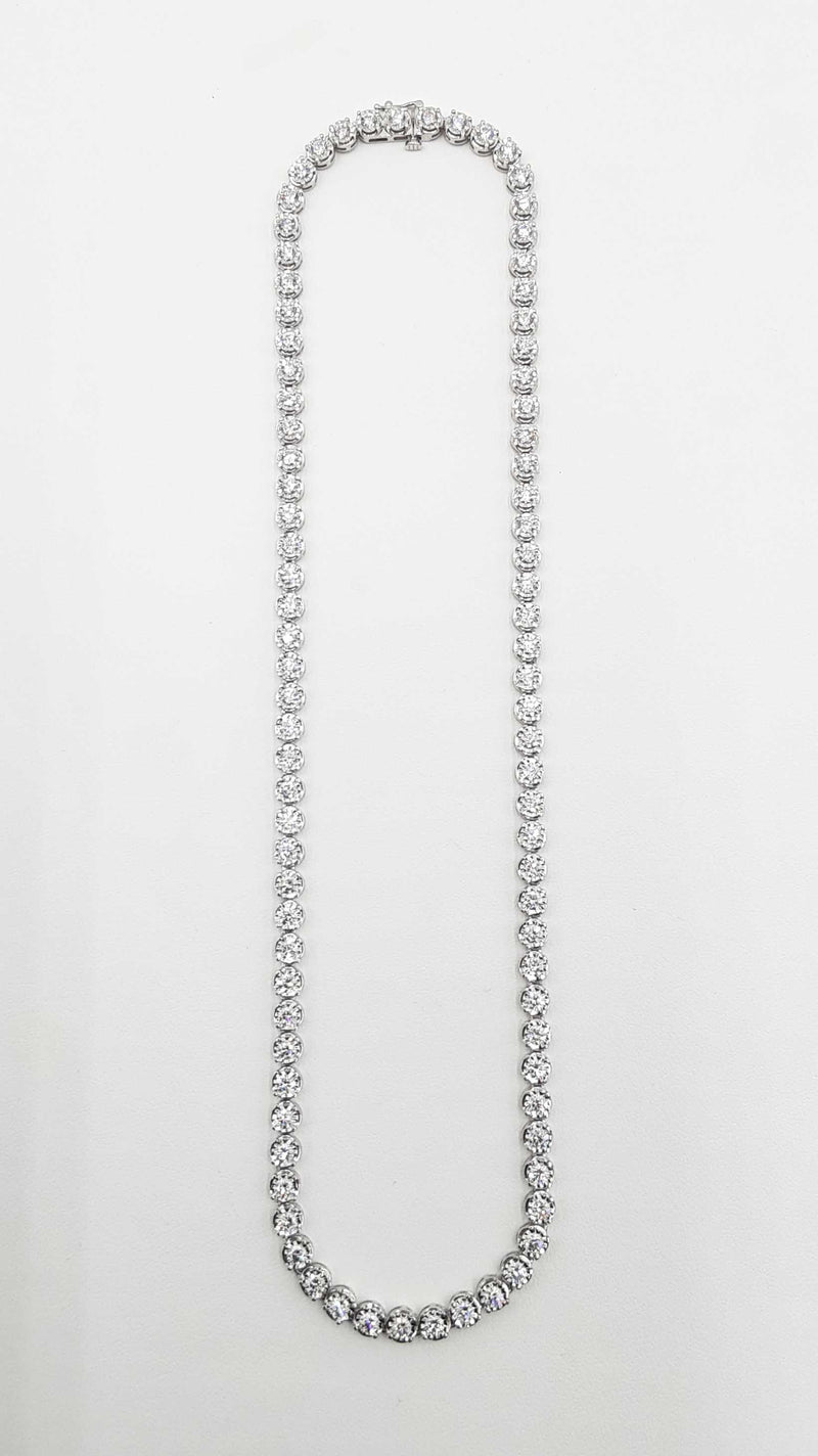 13.05 Cttw Lab Grown Diamond & Silver Tennis Necklace 22.1g 18 Inch Fw0725lorzdu