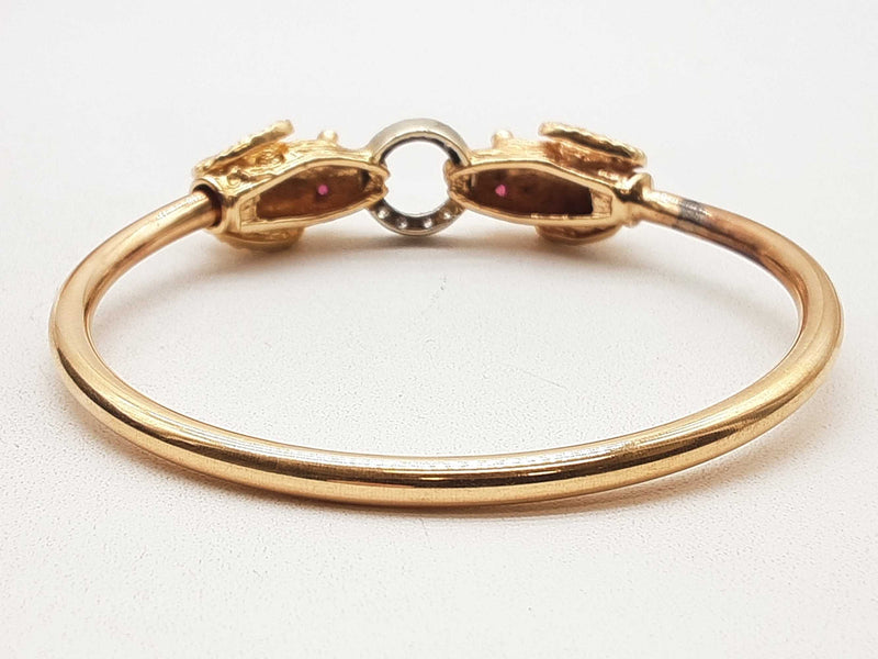 14k Yellow Gold 17.2g Ram Head Bangle Bracelet 6.25 In Do0125erxde