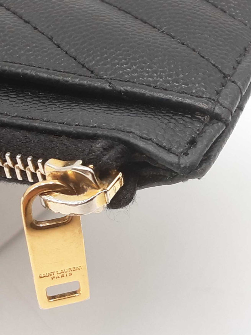 Yves Saint Laurent Chevron-quilted Pebbled Leather Bill Holder Fw0725wzxdu