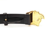 Versace Medusa Gold-tone Buckle With Black Leather Belt Size 90|36 Fw0825crdu