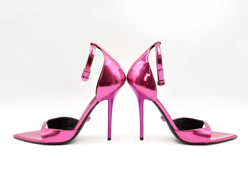 Versace Pinpoint Stiletto Heel Sandals In Mirrored Fuschia Size Eu 39 Fw0225rzdu