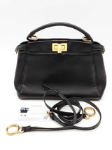 Fendi Peek-a-boo Black Leather Top Handle Bag Eb0426cxzde