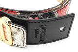 Moschino Logo Lettering Python Print Leather Belt Size 40 Eb0126rxdu