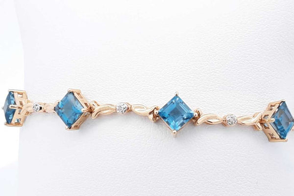 Blue Topaz Bracelet In 10k Yellow Gold 5.8 Grams 6.75 Inch Eb1124lxzdu