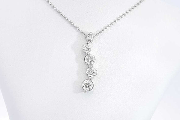 Approx. 1ctw Diamond Journey Pendant With Chain 14k White Gold 4g Eb0524prxsa