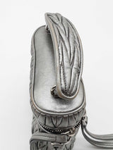 Miu Miu Metalic Silver Leather Micro Crossbody Bag Eb0126cxzde