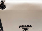 Prada Studded Black White Vitello Leather Flap Chain Crossbody Bag Do0426rrxde