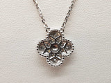 Van Cleef Alhambra Diamonds 18k White Gold Pendant Chain 16 In Do0426woxzde