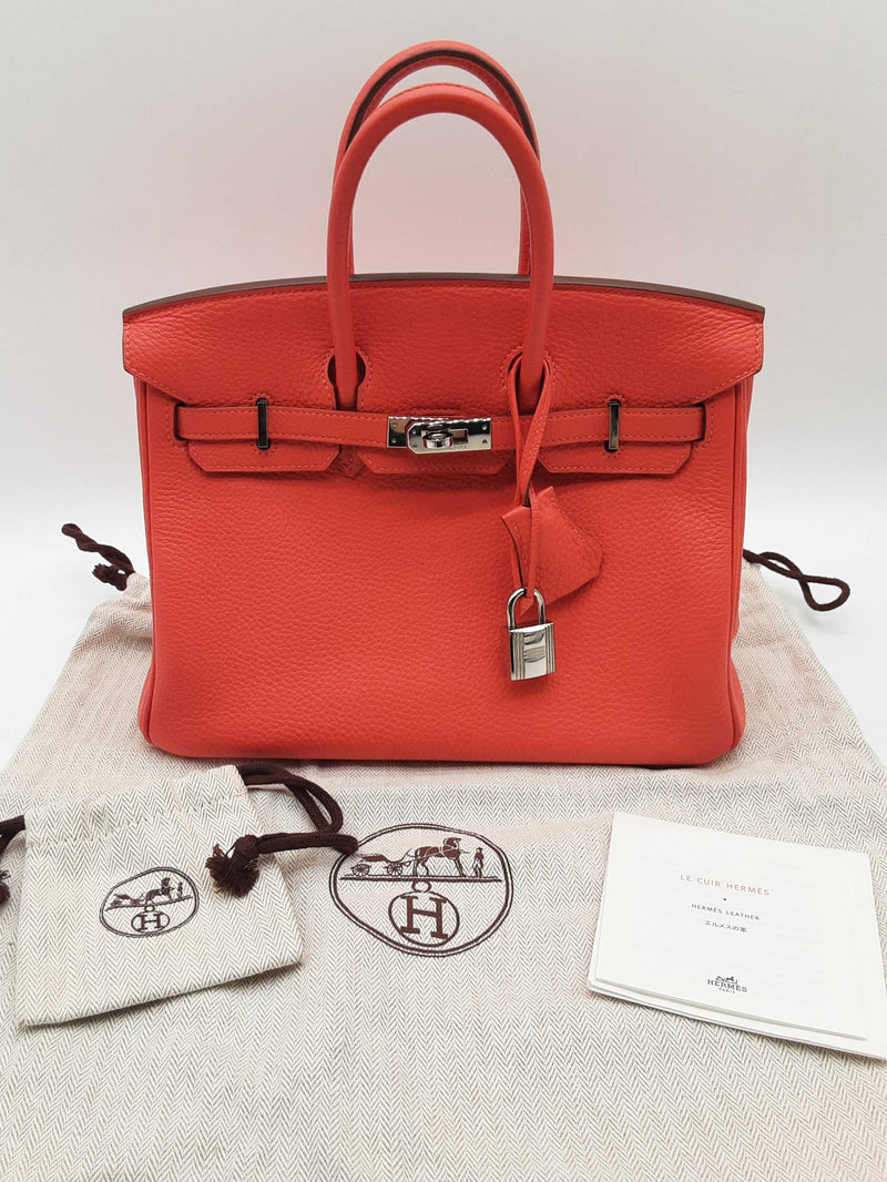 Hermes Birkin 25 Capucine Orange Togo Leather Palladium Handbag Do0823lcxzxde