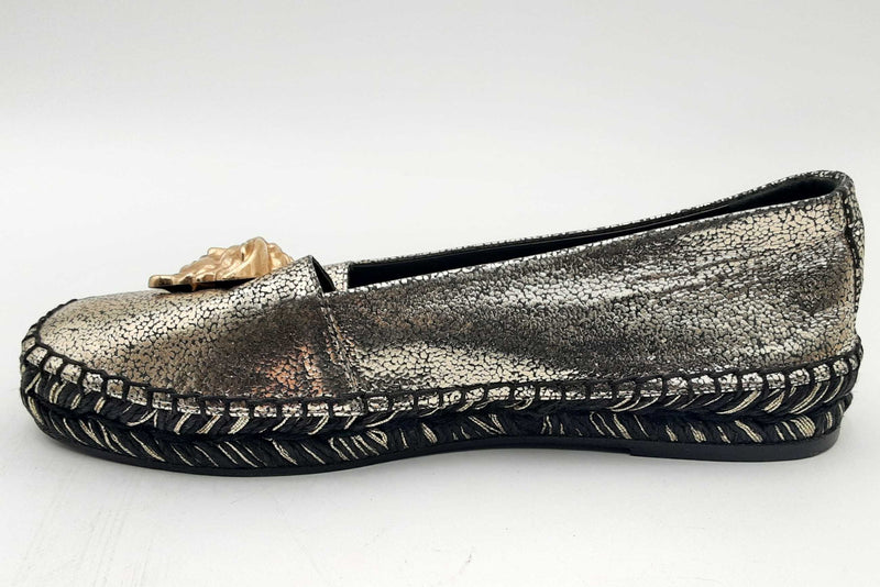 Versace Medusa Gold Metallic Leather Espadrilles Size Eu 36 Eb1124exsa