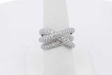 3.0cttw Diamond Criss-cross Ring In 14k White Gold 6.5 Grams Size 7 Eb0626cxzsa