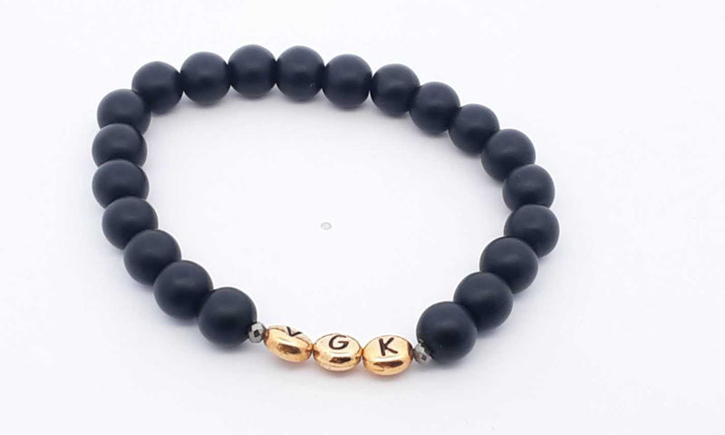 Black Bead Bracelet With Gold Tone Vgk Beads Eb0220losa