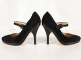 Jimmy Choo Suede Black Mary Jane Heels Size 38 Sd0925pzde