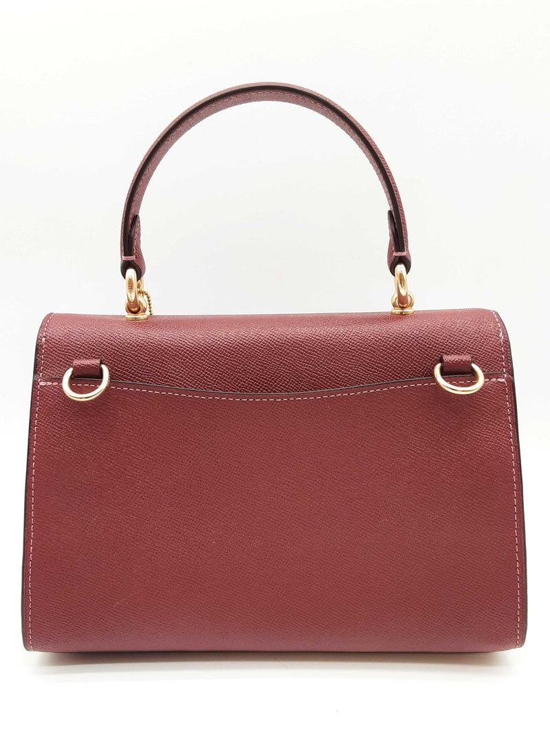 Coach Tilly Top Handle Wine Red Leather Crossbody Bag Do0825oxde