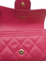 Chanel Fuchsia Quilted Caviar Flap Card Holder Eb1225wxzde
