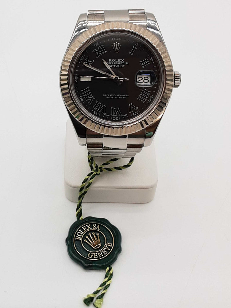 Rolex 116334 41 Datejust Gray Dial Fluted Bezel Oyster Band Watch Do1025sxzxde