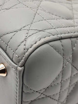 Christian Dior Lady Dior Quilted Gray Leather Top Handle Bag Eb0824orxzdu