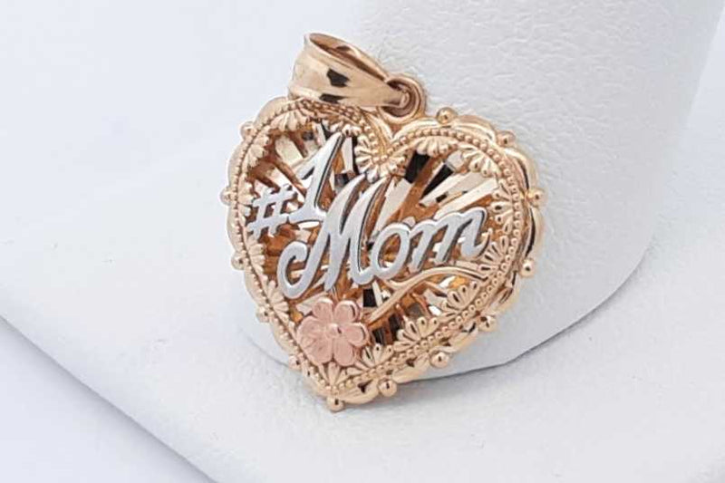 14k Yellow Gold #1 Mom Heart Pendant 1.84 Grams Eb0325crsa