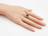 Diamond & Tahitian Pearl Cocktail Ring In 18k Gold 5.7g Size 5.75 Fw0426prxdu