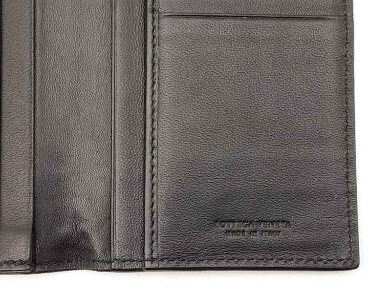 Bottega Veneta Intrecciato Black Leather Long Bifold Wallet Fw0425czdu