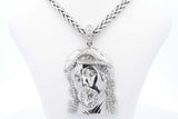 Diamond Jesus Pendant & Chain In 14k White Gold 42.6 Grams 20 Inch Eb1024loxzsa