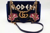 Gucci Blue Velvet Gg Marmont "Modern" Shoulder Bag Eb0926rxzde
