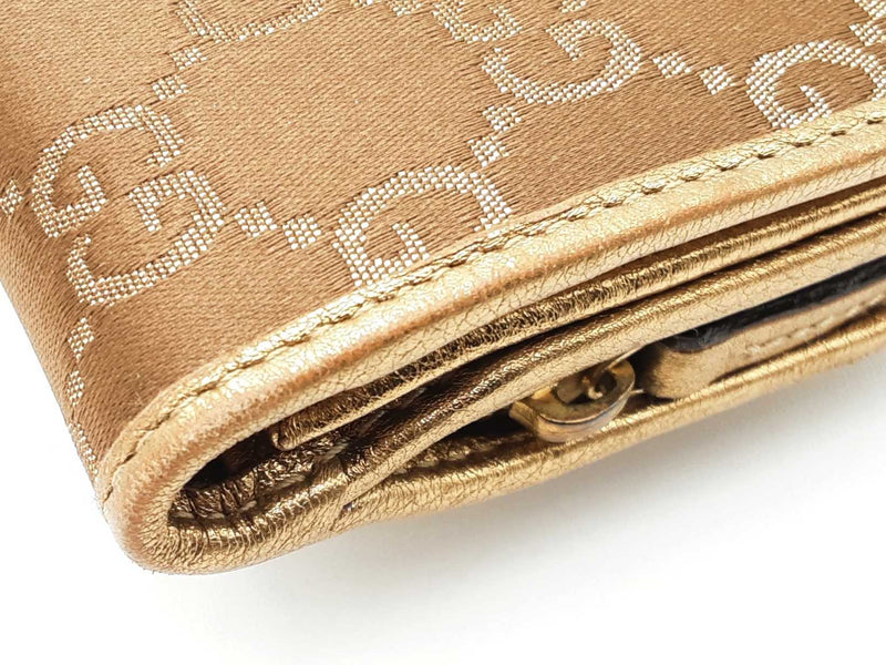 Gucci Timeless Gg Supreme Bronze & Gold Canvas Continental Wallet Fw0725crdu