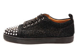 Christian Louboutin  Black Glitter Louis Junior Spikes Size 43 Eb0326lorde