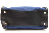 Prada Navy Blue Canvas & Black Saffiano Leather Tote Bag Eb1025oordu