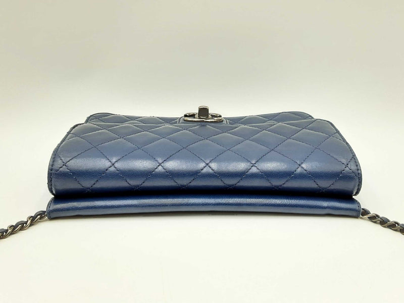 Chanel Crossing Times Mini Flap Bag In Navy Blue Quilted Lambskin Fw0125lcxzdu